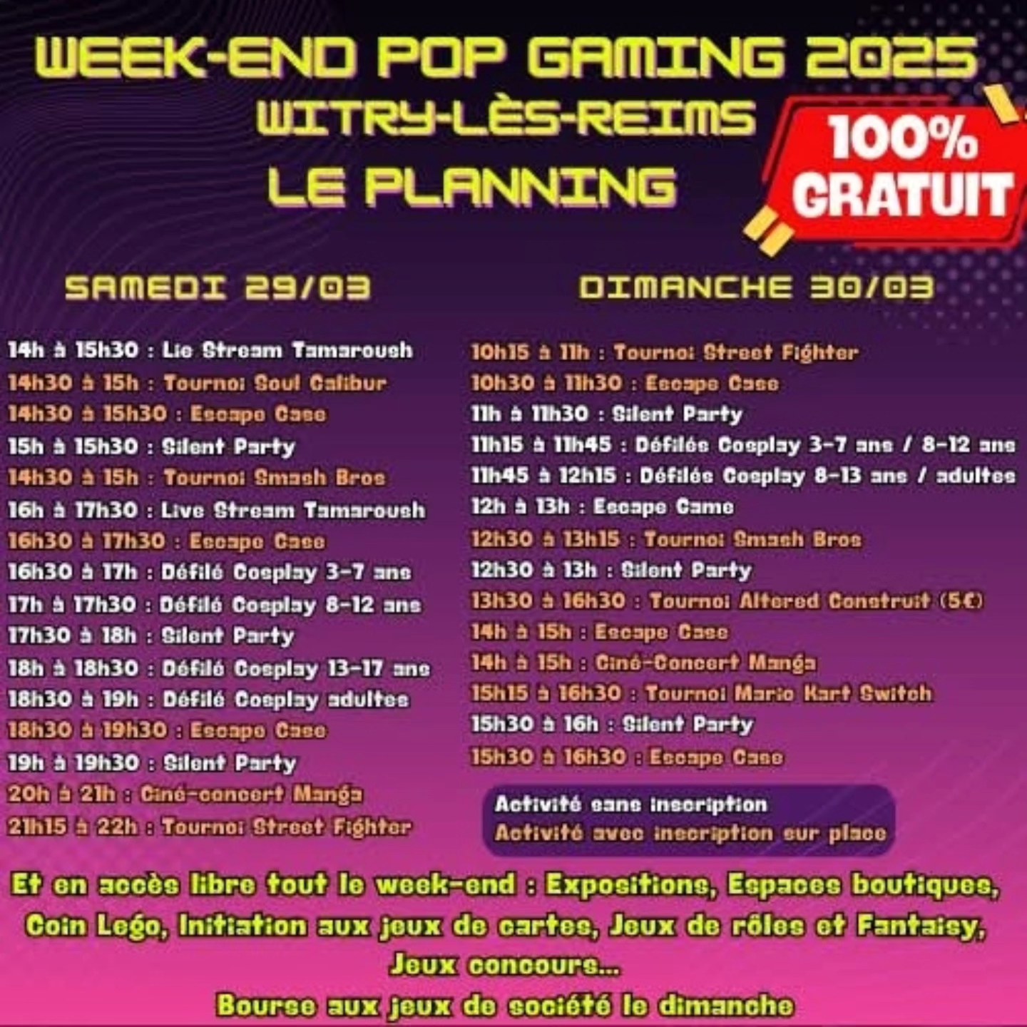 Week-end Pop Gaming Programme